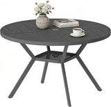 47" Outdoor Patio Table Dining Table, All Weather Metal Round Patio Table with Adjustable Umbrella Hole - Photo 1