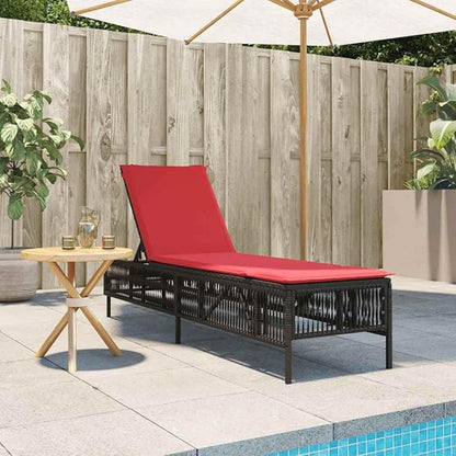 Patio Sun Lounger with Cushion, Adjustable Outdoor Chaise Lounge, Modern Brown PE Rattan & Powder-Coated Steel Furniture for Garden, Poolside, Balcony Relaxation