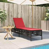 Brown PE Rattan Sun Lounger with Cushion and Adjustable Backrest - Photo 2