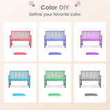 Giantex Outdoor Bench, Wood Patio Bench with Cozy Armrests & Backrest, Slatted Sitting Area, Eucalyptus Wood Frame - Photo 8