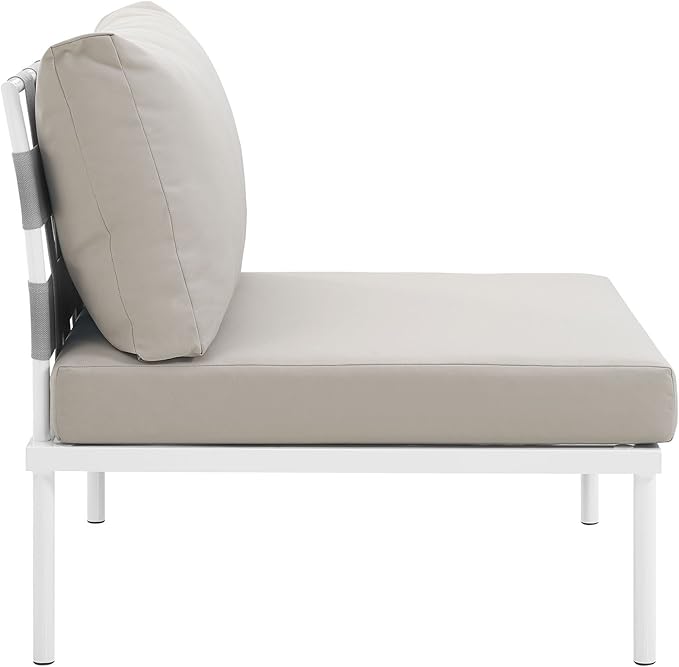 Modway EEI-2600-WHI-BEI Harmony Outdoor Patio Aluminum, Armless Chair, White Beige - Photo 5