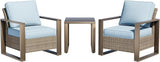 Outdoor Wicker Metal Chairs Set of 2 with Matching Side Table - 3 Pieces Patio Bistro Set with Removable Olefin Fabric - Photo 1