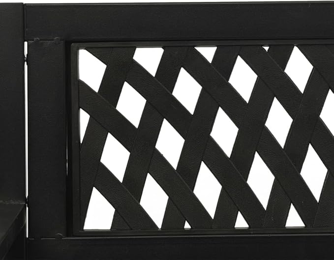 Black Steel and Plastic Garden Swing Bench for Outdoor Patio - Photo 5