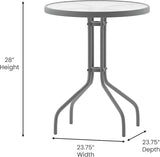 Flash Furniture Bellamy 23.75'' Round Tempered Glass Metal Table, Silver - Photo 3