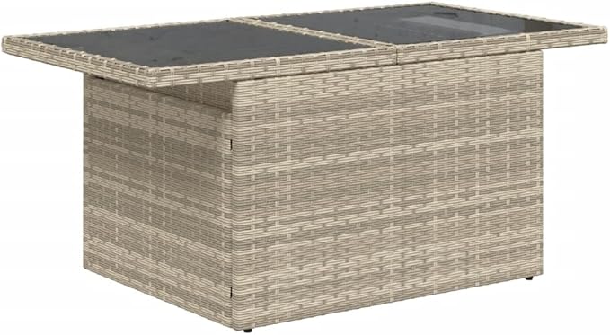 Light Gray Adjustable Outdoor Dining Table, 21.7x39.4x28.7 in Poly Rattan Patio Coffee Table for Garden Balcony Terrace - Photo 4