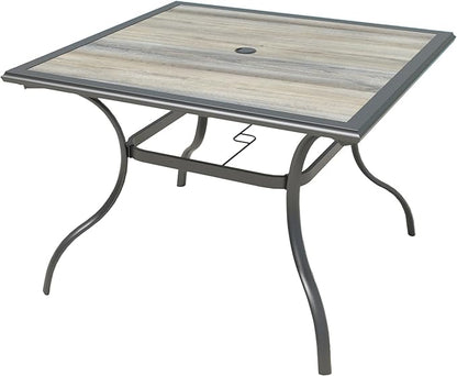 37" Squre PVC Patio Dining Table with Umbrella Hole for Backyard Bistro Outdoor Furniture - Black