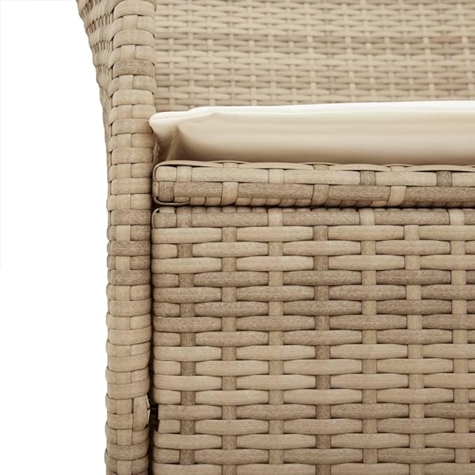 Patio Chairs with Cushions 2 pcs Beige Poly Rattan&Solid Wood, Suitable for patios, Gardens, Balconies - Photo 9