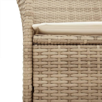 Patio Chairs with Cushions 2 pcs Beige Poly Rattan&Solid Wood, Suitable for patios, Gardens, Balconies