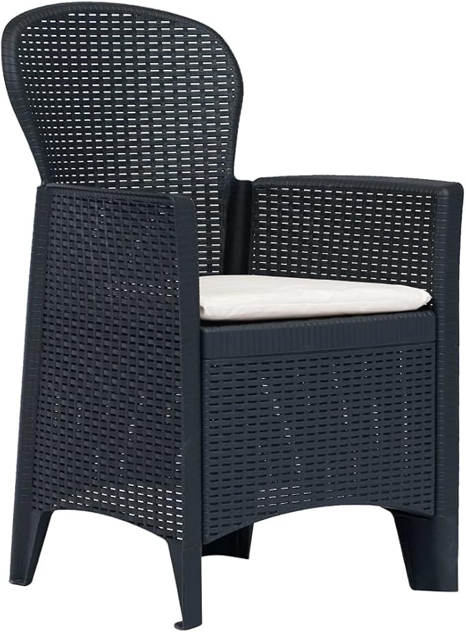 Balcony Furniture Outdoor Wicker Chair Patio Chairs for Patio, Porch, Backyard, Balcony, Poolside and Garden Patio Chairs 2 pcs with Cushion Anthracite Plastic Rattan Look
