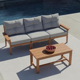 Teak HDPE Patio Sofa Set, 4-Piece Sectional Outdoor Patio Furniture Set - Photo 1