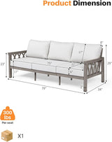 Outdoor Aluminum 3-Seat Sofa, Patio Couch with 5.9'' Thick Cushions, Weather-Resistant Outdoor Club Sofa Couch - Photo 3