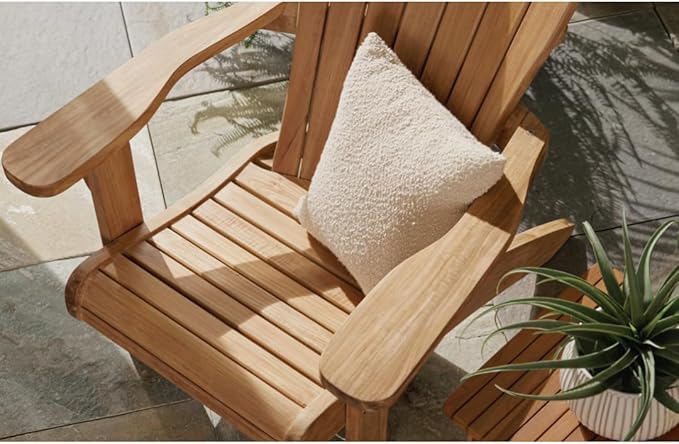 Touchstone Teak Adirondack Chair, Ergonomic Outdoor Patio Chair, A-Grade Teak Wood, Weather-Resistant with Stainless Steel Hardware