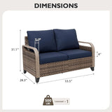 EAGLE PEAK Wicker Outdoor Patio Sofa Modern Rattan Patio Furniture Loveseat for Backyard Deck Porch Balcony - Photo 2