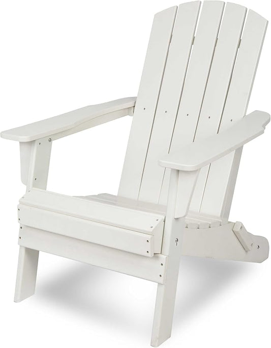 Shine Company Seaside Outdoor Weatherproof Folding Adirondack Chair, White
