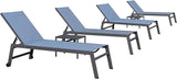 PURPLE LEAF 6-Piece Outdoor Chaise Lounge Oversized Pool Lounge Chairs with Easy-to-Move Wheels and Adjustable Backrest - Photo 1
