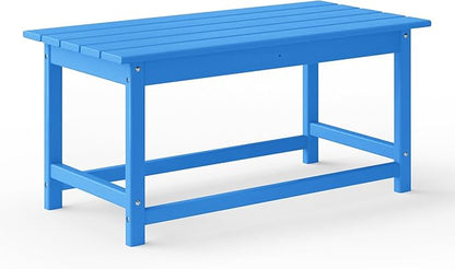 WestinTrends Malibu Outdoor Coffee Table, 35" x 17.5" All Weather Poly Lumber Patio Adirondack Coffee Table for Garden Lawn Porch Balcony, Pacific Blue