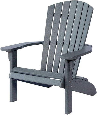 Leisure Lawns Poly Plastic Fanback Adirondack Chair, Outdoor Patio Chair - Amish Made in USA (Dark Gray)