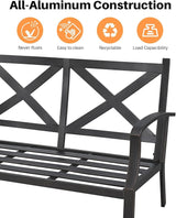 Never-Rust Aluminum Outdoor Loveseat, Modern Patio Loveseat Couch with Deep Seating - Photo 5
