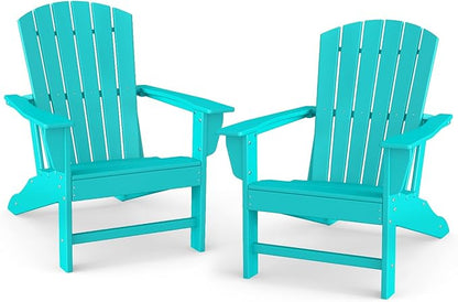 BRIOPAWS Adirondack-Chairs-Set of 2 | Fire Pit Chair | Oversized | HDPE Plastic | Weather Resistant | for Deck Outdoor Poolside Campfire | Aqua