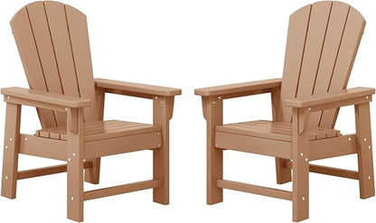 WestinTrends Malibu Kids Outdoor Adirondack Plastic Patio Chair (Set of 2), Teak