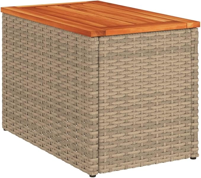 Set of 2 Outdoor Side Tables, Rectangular Patio End Table with Durable Synthetic Poly Rattan and Powder-Coated Steel - Photo 8
