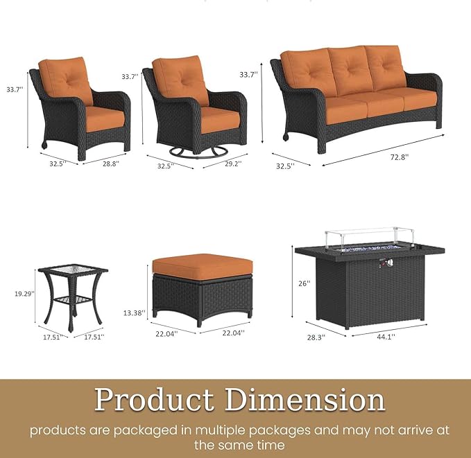 10 Piece Patio Furniture Set with Fire Pit Table - Photo 2