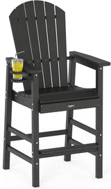 VINGLI Tall Adirondack Chair, All-Weather Plastic Adirondack Chair with Cup Holder Heavy-Duty Outdoor Barstools for - Photo 4