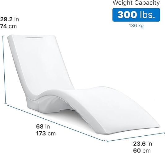 Step2 Vero Pool Lounger, Fade-Resistant, Waterproof Patio Furniture, Pool Lounge Chair for Sun Shelf, Use in Pools with Shelves Up to 12-Inches Deep or Outside Pool Deck, Weighted, White