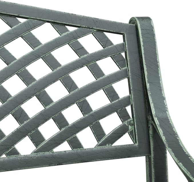 Vintage Garden Bench Green Cast Aluminum and Cast Iron Standard Outdoor Seating with Floral Design for Patio Balcony Relaxation Durable Comfortable 40.2 Inch Long