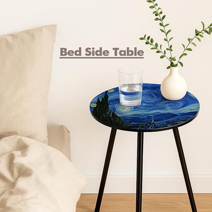 Outdoor Side Table Set of 2 Patio Side Tables for Outside Black End Tables Small Outdoor Table Round Patio End Table - Photo 9