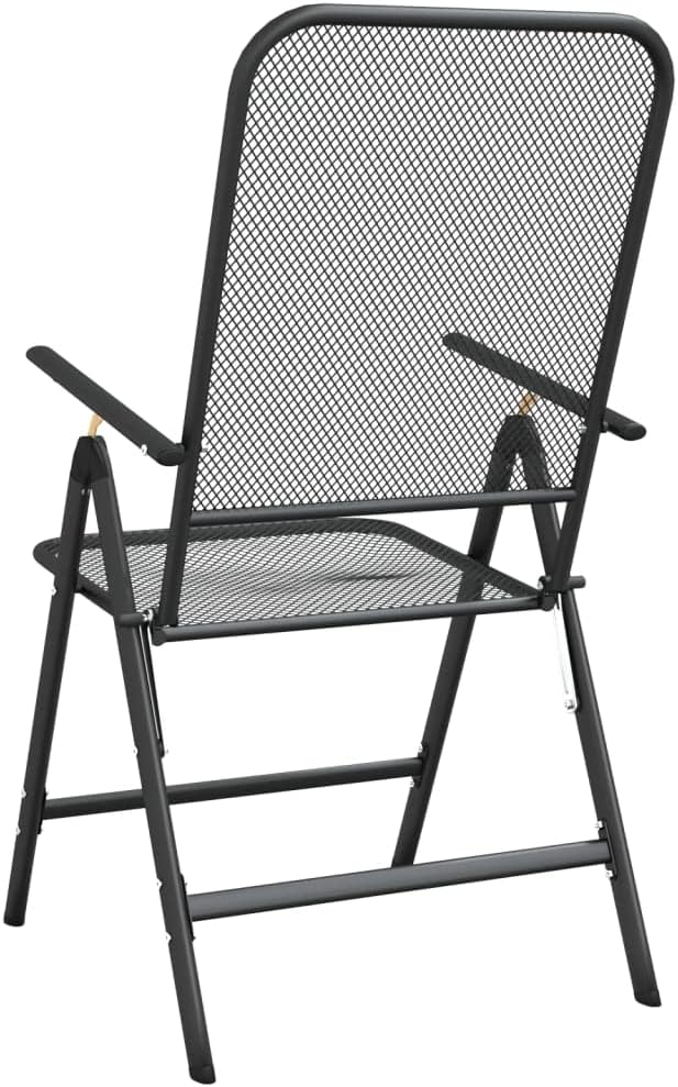 Folding Garden Chair Set of 4 Metal Mesh Patio Chairs Anthracite 24 x 22 x 42 in Adjustable Backrest Stackable Outdoor Balcony Bistro Seating for Yard Deck Terrace