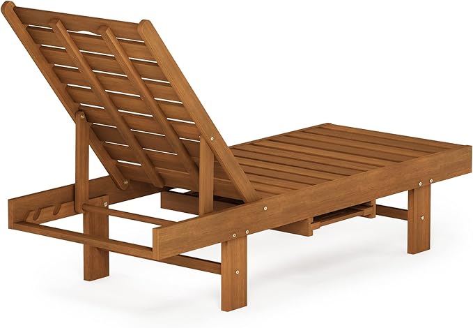 Furinno TIOMAN Outdoor Lounger, Malo Sun Lounge Chair with Tray, for Patio, Garden, Porch, Natural - Photo 6