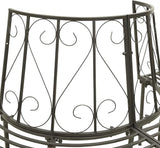 Silver Grey Steel Half-Round Tree Bench Outdoor Seating for Garden Patio Park Durable Waterproof Metal 3-Person - Photo 6