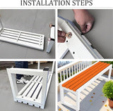 Garden Bench Wood Outdoor Benches All-Weather 2-Person Park Bench Patio Benches with Slatted Seat & Metal Legs - Photo 4