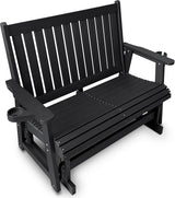 HIPS Patio Glider Two-Seat with Cup Holders, Durable HIPS Material, All-Weather Resistant - Photo 1