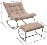 Outdoor Rocking Chairs Set of 2, Modern Papasan Rocking Chairs with Cushions - Photo 2