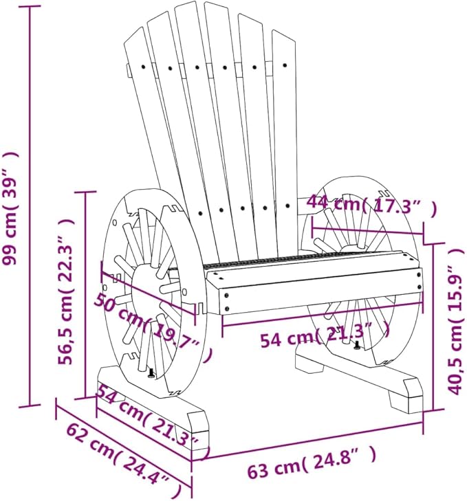 vidaXL Patio Adirondack Chairs Set of 2 - Solid Fir Wood, Ergonomic Brown Garden Loungers for Outdoors, Pool, Deck, Assembly Required