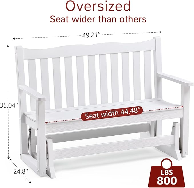 Stoog Outdoor Glider Benches Set of 2, All-Weather Patio Glider with 800 lbs Weight Capacity, Never Fade or Rot - Photo 3