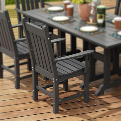 WestinTrends Malibu Classic Outdoor Dining Chairs with Arms, All Weather Poly Lumber Adirondack Patio Chairs Restaurant Bistro Chairs Support 350 LBS, Arched Backrest and Curved Seat, Gray