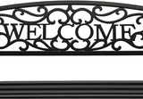 50" Outdoor Garden Bench Metal Patio Park Bench Elegant Porch Deck Loveseat with Welcome Pattern Backrest,Black - Photo 5