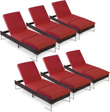 HOMREST Outdoor Lounge Chairs Set of 6, Patio Wicker Chaise Lounge with Removable Cushion - Photo 1