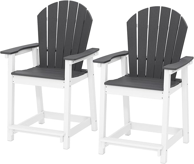 OTSUN Tall Modern Adirondack Chairs Set of 2, All Weather HDPE Bar Height Adirondack Stools Widened Durable Design for Porch Patio Yard Lawn Fire Pit Bistro Basement Indoors & Outdoors