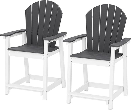 OTSUN Tall Modern Adirondack Chairs Set of 2, All Weather HDPE Bar Height Adirondack Stools Widened Durable Design for Porch Patio Yard Lawn Fire Pit Bistro Basement Indoors & Outdoors