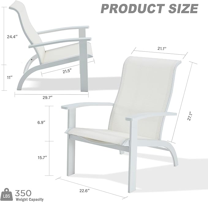 DIFY Patio Adirondack Chair Set of 4,Outdoor Adirondack Chair Weather Resistant for Backyard,Pool Deck and Beach,White