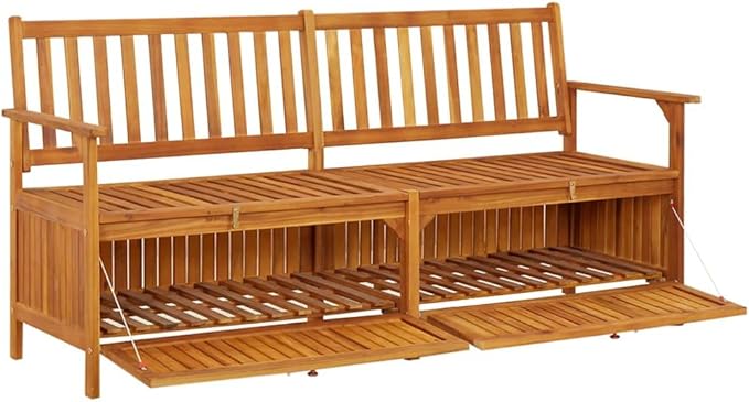 Storage Bench Garden Bench Outdoor Bench for Outdoors Porch Entryway Furniture for Yard 66.9" Solid Wood Acacia