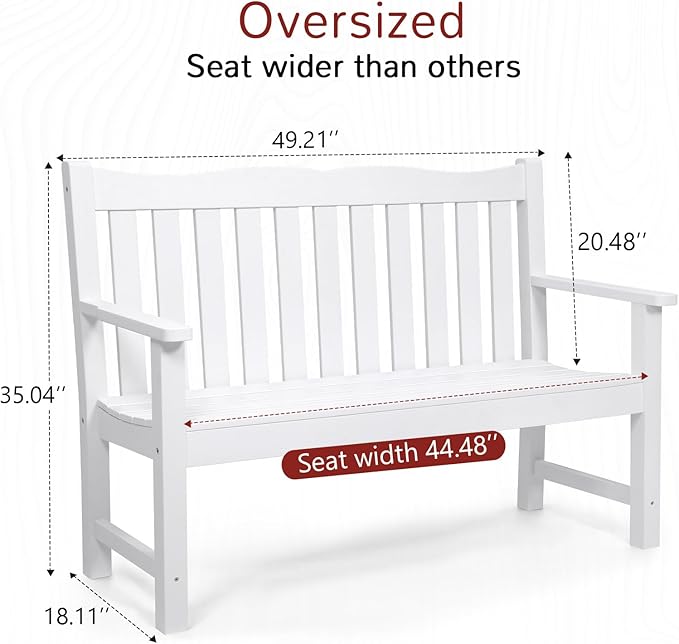 Stoog Outdoor Benches Set of 2, All-Weather HIPS Plastic Garden Bench with 800lb Capacity, Never Fade or Rot - Photo 3