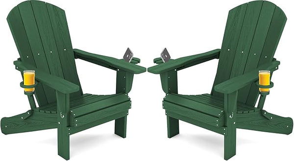 SERWALL Adirondack Chair with Cup Holders - Composite Adirondack Chairs Set of 2 HDPE Outdoor Chairs All Weather Use - Photo 1