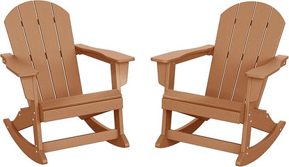 WO WESTIN OUTDOOR HDPE Laguna Outdoor Rocking Poly Adirondack Chair (Set of 2), Teak