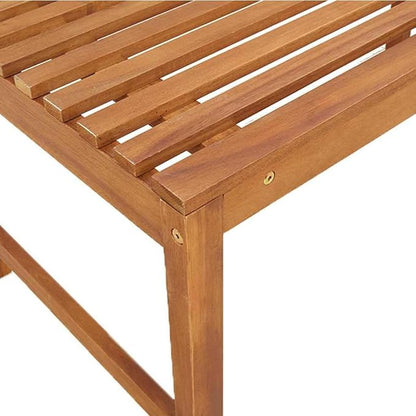 5-Piece Solid Acacia Wood Garden Bench Set in Brown, Rustic Outdoor Patio Furniture with Finished Back Design, Durable Rectangular Seating for Terrace and Backyard