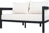 Merax 52.6" Modern Curved-Back Outdoor Aluminum Loveseat, 2-Seater Patio Sofa with Weather-Resistant Cushions for Porch - Photo 2